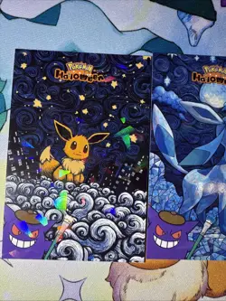 Cracked Ice Holo Gengar Painting Eevee & Glaceon Halloween Card database NON TCG - Image 5