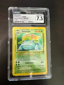 CGC 7.5 Venusaur 2000 Base Set 2 18/130 Holo Pokemon Card - Image 1