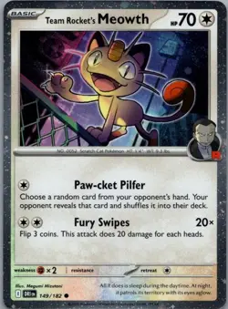 Pokemon Card Team Rocket's Meowth 149/182 Cosmos Holo - Near Mint - Image 1