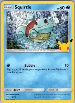 Pokemon Card Squirtle 17/25 Holo McDonald's 25th Anniversary Promo - Near Mint - Image 1