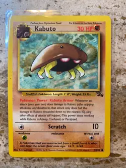 Vintage 1995 Pokemon TCG Kabuto Card 30HP Fossil Set 30/62 - Image 1