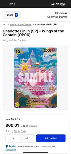 One Piece Card Game Charlotte Linlin OP03-114 SR SP Alternate Art M/NM - Image 2