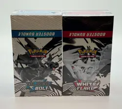 Pokemon SV10.5 Black Bolt White Flare Sealed LOT 2 Booster Bundle Display Case - Image 1