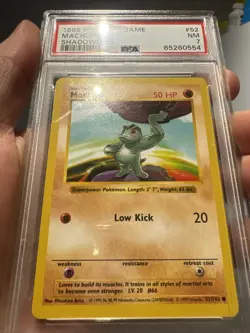 PSA 7 NM Near Mint Machop Shadowless Pokemon Base Set WOTC #52 - Image 3