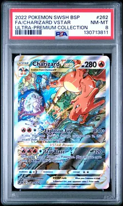 2022 POKEMON SWSH BLACK STAR PROMO #262 FULL ART/CHARIZARD VSTAR PSA 8 - Image 1