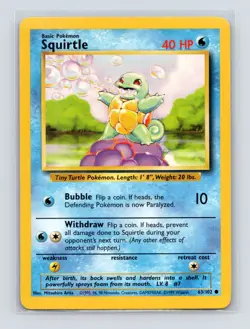 Pokemon TCG Squirtle 063/102 Base Set Normal LP - Image 1