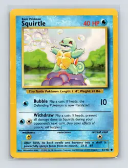 Pokemon TCG Squirtle 063/102 Base Set Normal MP - Image 1