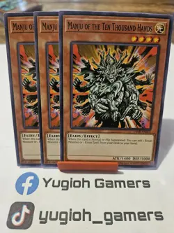 Yu-Gi-Oh Manju Of The Ten Thousand Hands X3 OP18 Common Light Played - Image 1