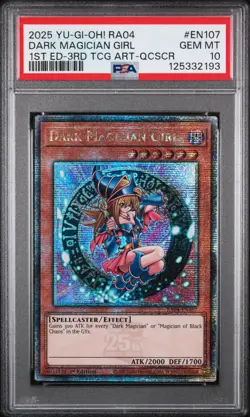 2025 YU-GI-OH! RA04-QUARTER CENTURY STAMPEDE #EN107 DARK MAGICIAN GIRL PSA 10 - Image 1
