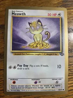 Pokemon Gold Border Meowth # 56/64 Non-holo Sweet Card - Image 1