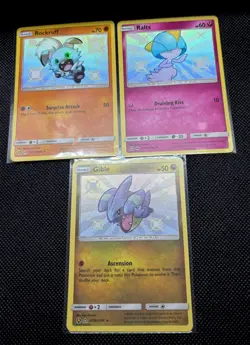 Baby Shiny Pokemon Card Lot Shining Fates Hidden Fates - Ralts, Rockruff, Gible - Image 1