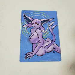 Hand Painted Altered Art - Island - Espeon - #196 - Pokemon - MTG - TCG - Image 1