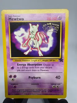 1999 Pokemon Movie Promo Mewtwo #3 Black Star Gold Stamp The First Movie LP - Image 2