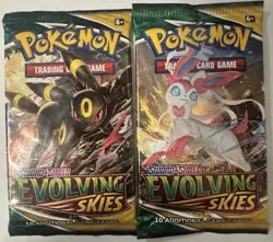 (2) Lot POKEMON Sword & Shield EVOLVING SKIES Factory Sealed Packs! - Image 1