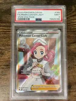 Pokemon Center Lady (Full Art) 185/185 Swsh04: Vivid Voltage Holo PSA 9 - Image 1