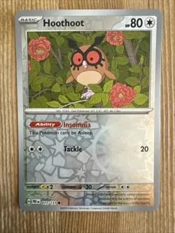 Hoothoot 077/131 Reverse Holo Common Pokemon S&V Prismatic Evolutions NM - Image 1
