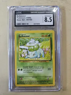1999 Pokemon BULBASAUR #44 Base Set CGC 8.5 NM/Mint+ - Image 1
