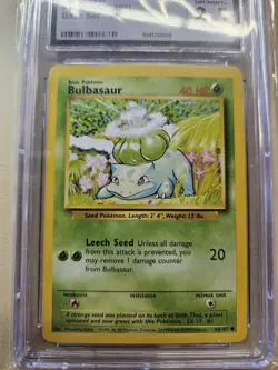 1999 Pokemon BULBASAUR #44 Base Set CGC 8.5 NM/Mint+ - Image 3