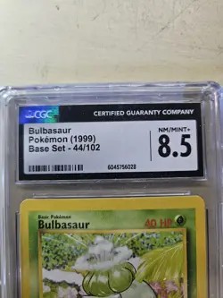 1999 Pokemon BULBASAUR #44 Base Set CGC 8.5 NM/Mint+ - Image 4