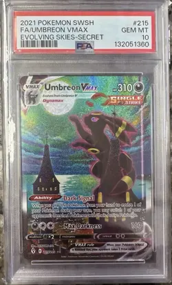 Pokemon Umbreon VMAX 215/203 Evolving Skies PSA 10 Moonbreon Alt Art/Secret Rare - Image 1