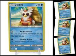 Pokemon Sun & Moon Guardians Rising 26/145 Delibird 4X Mint/NM 4 Card Playset X4 - Image 1