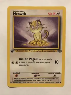 Pokemon Meowth 56/64 Jungle 1st Edition (Spanish) Card - Image 1