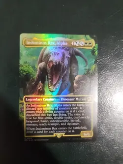 1x MTG Indominus Rex, Alpha (Borderless Foil) UB Jurassic World Collection NM#14 - Image 2