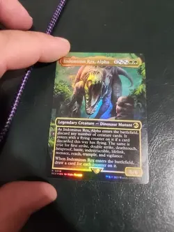 1x MTG Indominus Rex, Alpha (Borderless Foil) UB Jurassic World Collection NM#14 - Image 4