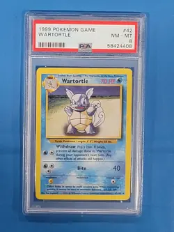 1999 POKEMON BASE SET UNLIMITED #42 WARTORTLE PSA 8 - see photos - small crack - Image 1