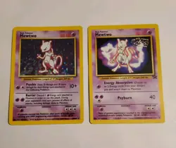 Pokemon Vintage Mewtwo Holo Base set #10/102 with Mewtwo Black Star Promo #3 - Image 2