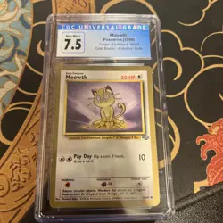 1999 POKEMON JUNGLE MEOWTH GOLD FRUIT ROLL UP PROMO-GRADED CGC 7.5 NEAR MINT+ - Image 1