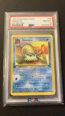 1999 Pokemon Fossil 1st Edition Omanyte #52 PSA 10 GEM MINT - Image 1