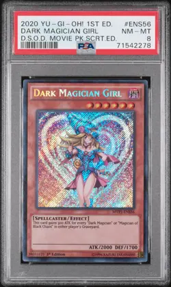 Dark Magician Girl ENS56 D.S.O.D. Movie Pk.Scrt.Ed. Yugioh 1st Edition PSA 8 - Image 1