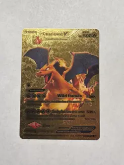 Charizard V Gold Foil Display Card “Wild Flames” Lv91 508 HP Full Art 1995 NM - Image 1