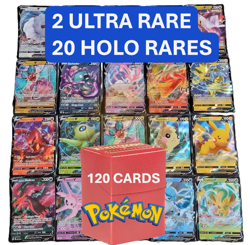 Pokemon Card Lot 120 Cards (20 rare + 2 Ultra Rare) | VMAX GX EX VSTAR OR V! - Image 1