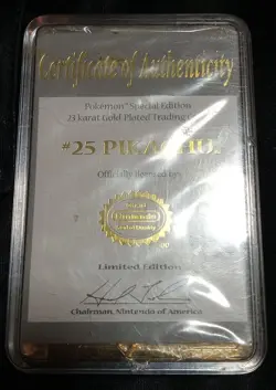 Pokemon 23K Gold Plated PIKACHU Trading Card 1999 Limited Edition With COA - Image 2