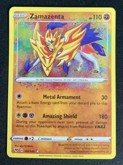 Zamazenta 102/185 Vivid Voltage Amazing Rare Holo Pokemon TCG Card NM - Image 1