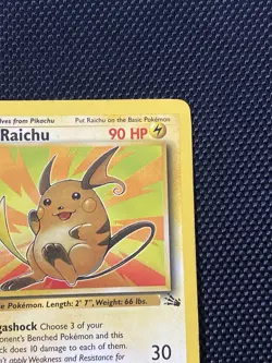 Raichu 29/62 Rare 1st Edition Fossil Pokemon Card - Image 3
