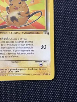 Raichu 29/62 Rare 1st Edition Fossil Pokemon Card - Image 4