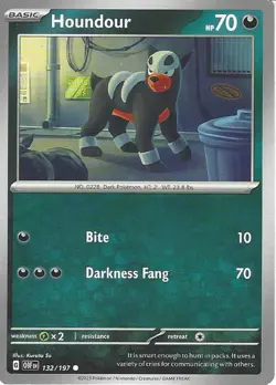 Houndour 132/197 Common Regular Pokemon Scarlet & Violet Obsidian Flames - Image 1
