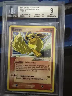 2007 Pokemon Gold Star EX Power Keepers Flareon Holo #100 - BGS 9 - Image 1