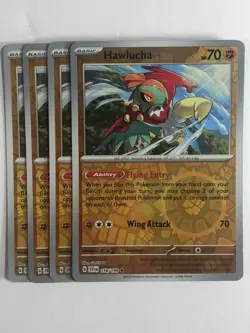 Pokemon TCG Scarlet & Violet 4x Playset Reverse Holographic Hawlucha 118/198 - Image 1