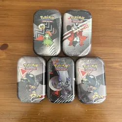 Pokemon TCG SV10.5 Black Bolt & White Flare Mini Tins Sealed New Lot Of 5 - Image 1
