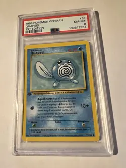 1999 Pokemon German Quapsel Poliwag Base Set 1st Edition #5 PSA 8 - Image 1
