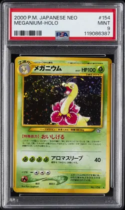 2000 POKEMON JPN NEO #154 MEGANIUM-HOLO PSA 9 - Image 1