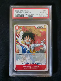 PSA 10 MONKEY D. LUFFY SUPER PRE RELEASE PARTICIPATION PROMO card ONE PIECE P001 - Image 1