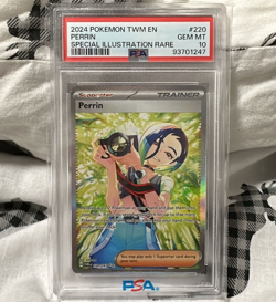 PSA 10 GEM MINT Pokemon Perrin 220 Twilight Masquerade SIR 2024 Full Art Rare - Image 1