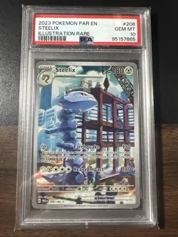 2023 POKEMON PAR EN-PARADOX RIFT ILLUSTRATION RARE #208 STEELIX PSA 10 - Image 1