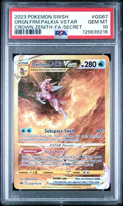 2023 Pokemon Crown Zenith Origin Forme Palkia #gg67 VSTAR Secret PSA 10 Gem Mint - Image 1