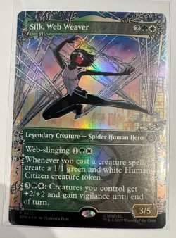 Silk, Web Weaver (Borderless) Foil Marvel's Spider-Man (SPM) Magic MTG NM - Image 1